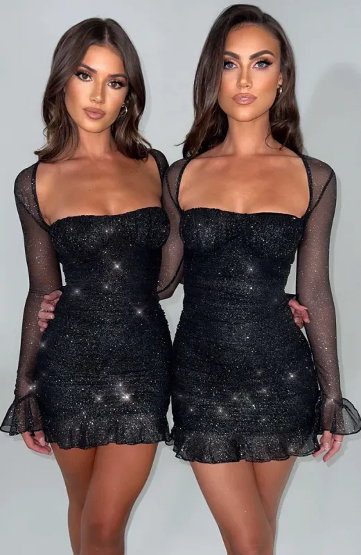 Brea Mini Dress - Black Sparkle sold by Babyboo Fashion