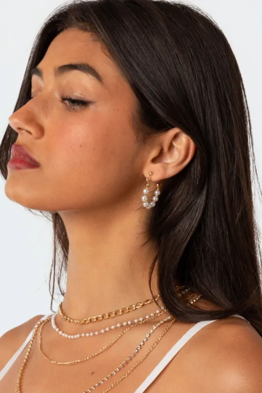 Pearl Hoop Earrings sold by Edikted
