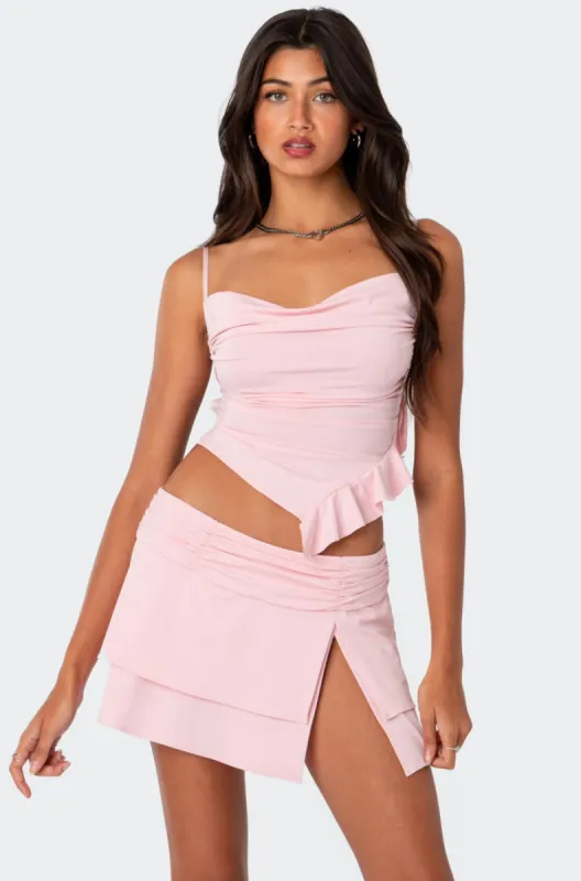 Nala Asymmetric Ruffle Top sold by Edikted