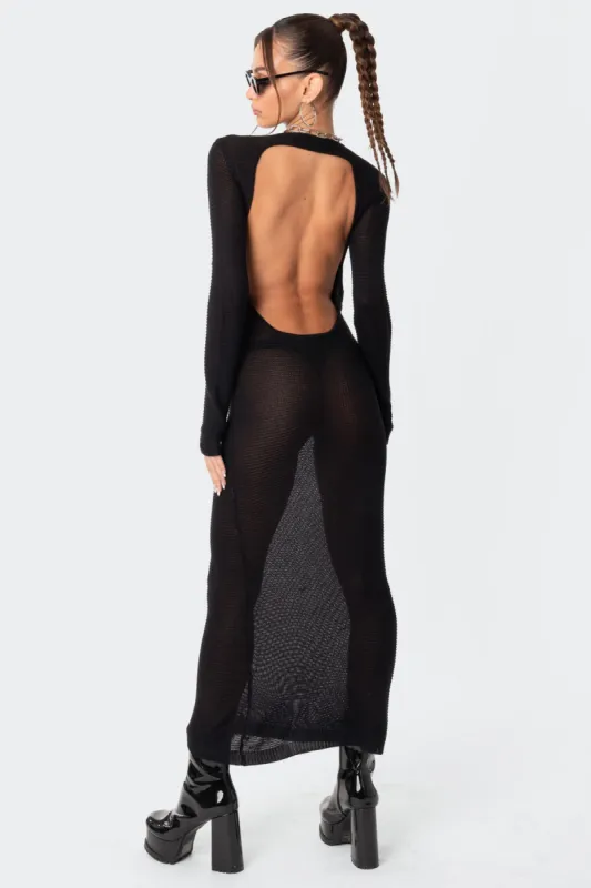 London Knitted Open Back Maxi Dress sold by Edikted
