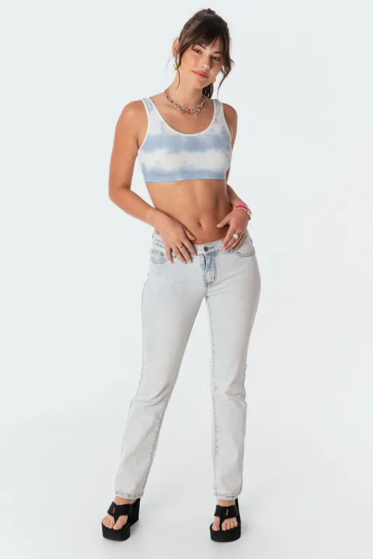 Aqua Tie-Dye Ribbed Crop Top sold by Edikted