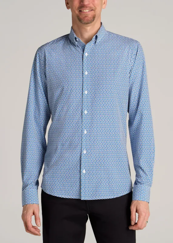 Traveler Stretch Dress Shirt for Tall Men in Blue Mini Floral sold by American Tall