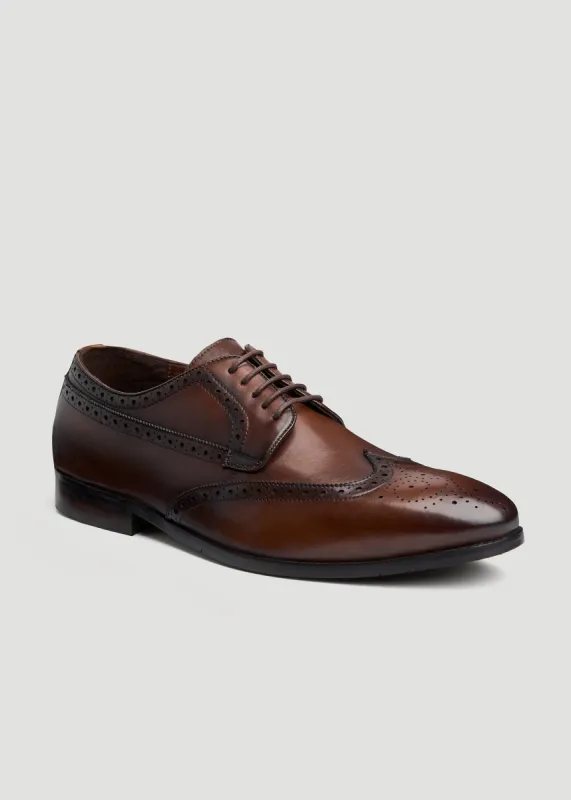 Men's Leather Brogue Oxford Size 13 to 16 in Tan Brown sold by American Tall