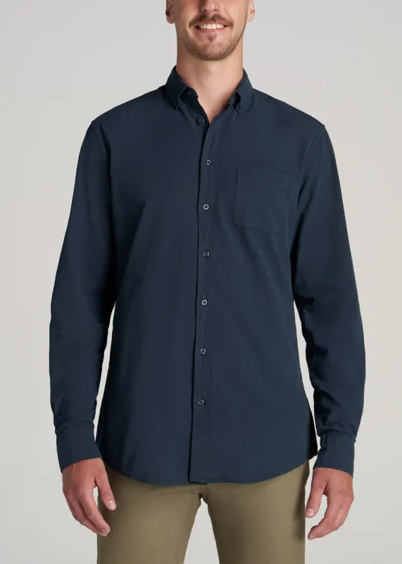Washed Oxford Shirt for Tall Men in Navy sold by American Tall