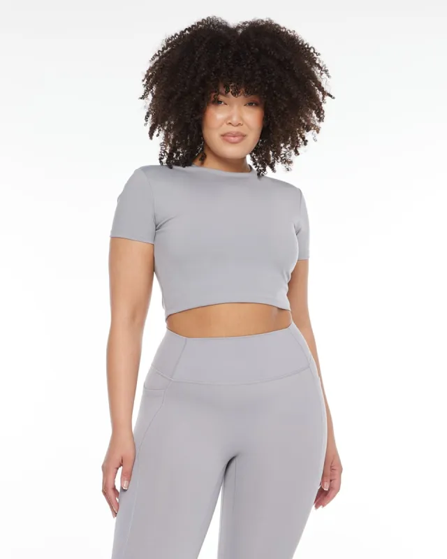 Serenity Cropped Tee | Cool Grey sold by Crop Shop Boutique