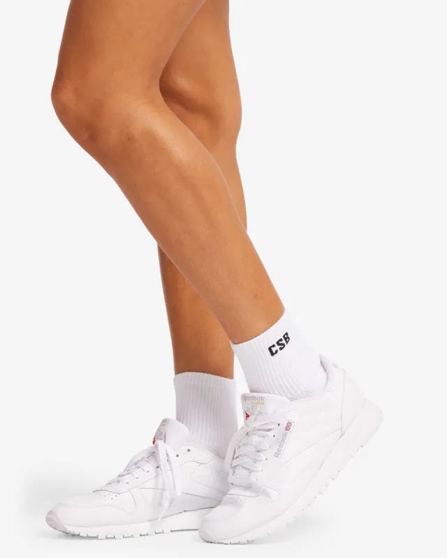 CSB Quarter Socks | White sold by Crop Shop Boutique