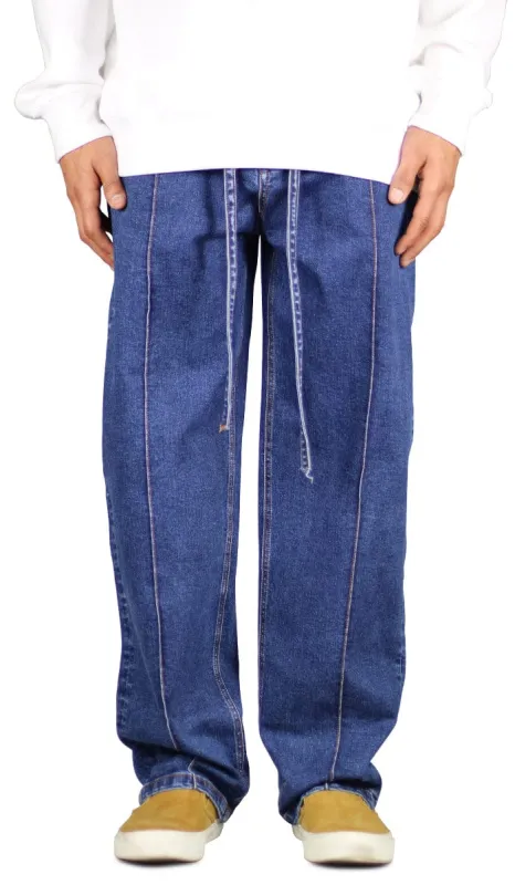 Blue Pleated Baggy Jeans sold by Hyper Denim