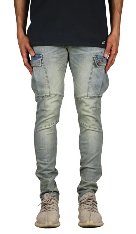 Indigo Cargo Jeans sold by Hyper Denim