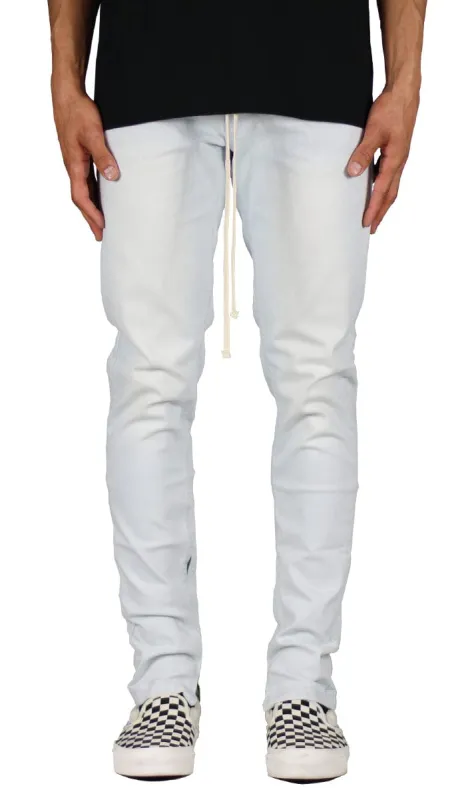 White Blue Stack Zipper Jeans sold by Hyper Denim