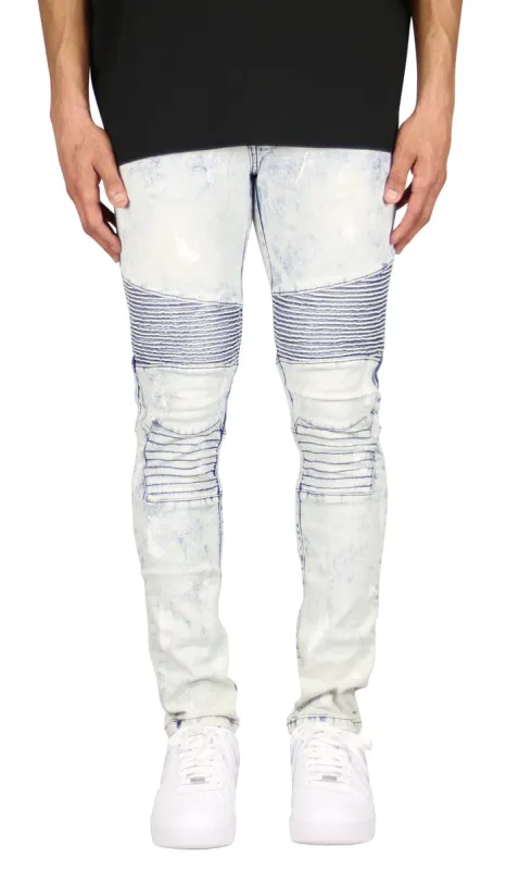 Bleach Blue Biker Jeans sold by Hyper Denim