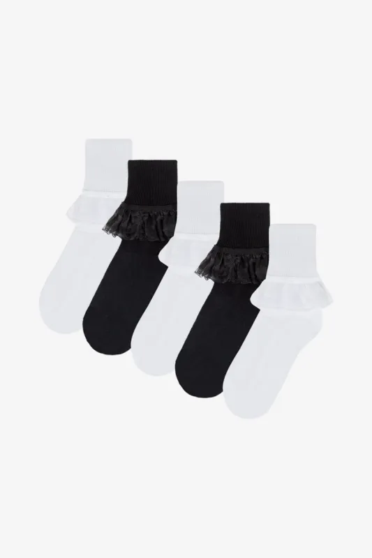 AKLSOCK-L5 - 5-Pack Girly Lace Ankle Sock sold by los angeles apparel