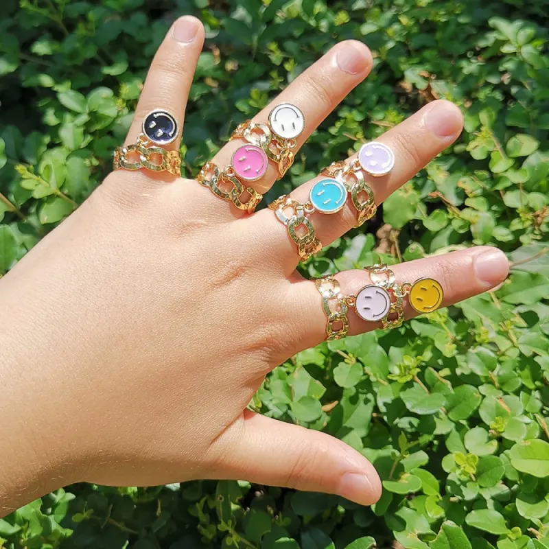 Chain Smiley Ring sold by Empty Soda