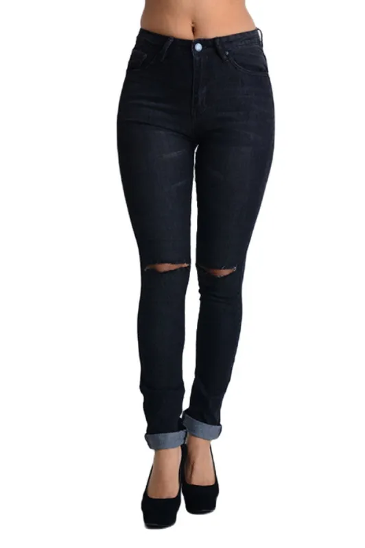 High Waisted Ripped Skinny Fit Jeans sold by G-Style USA