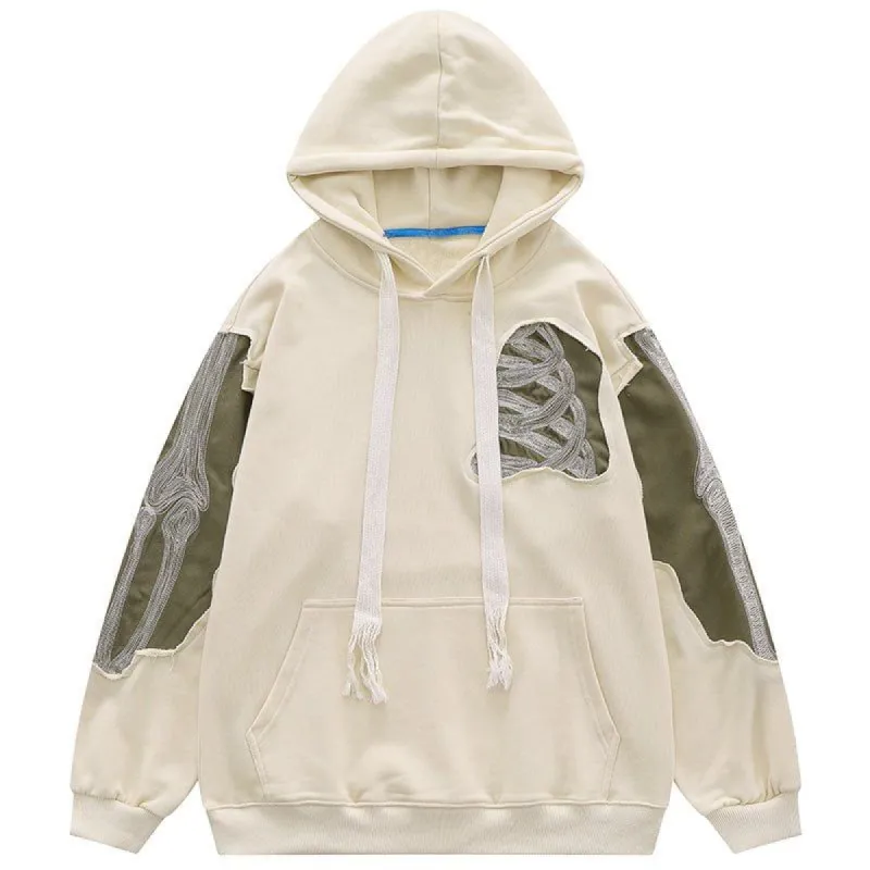Oversize Hoodie Bone Patchwork sold by Yugen Theory