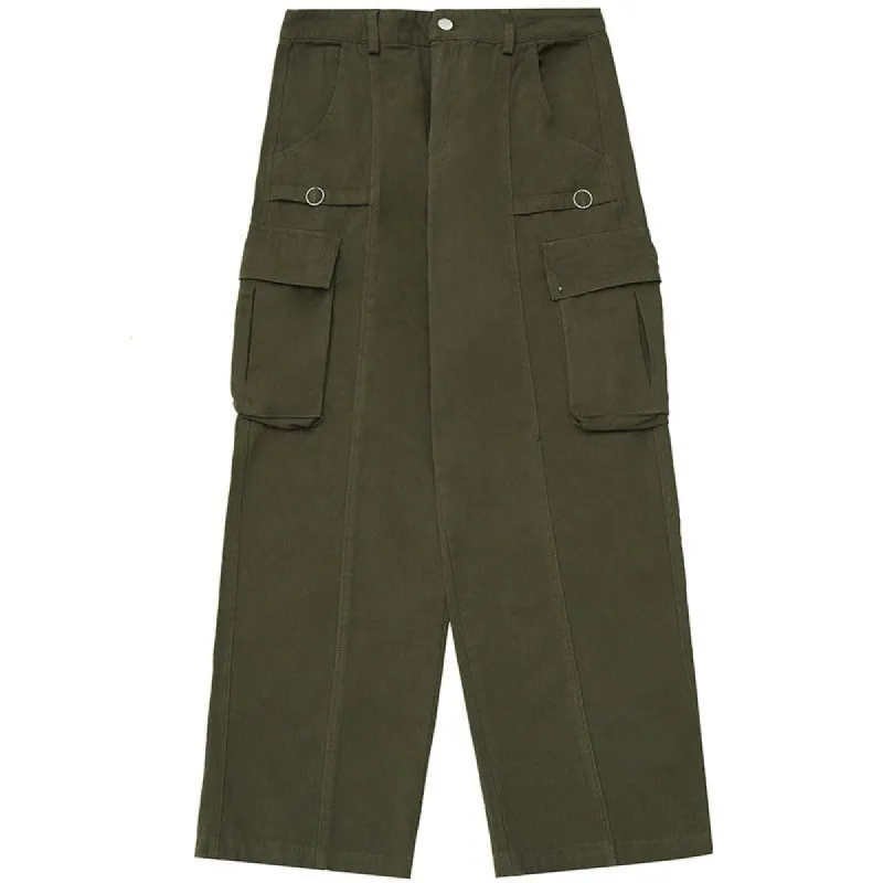 Retro Twill Wide Leg Cargo Pants sold by Yugen Theory