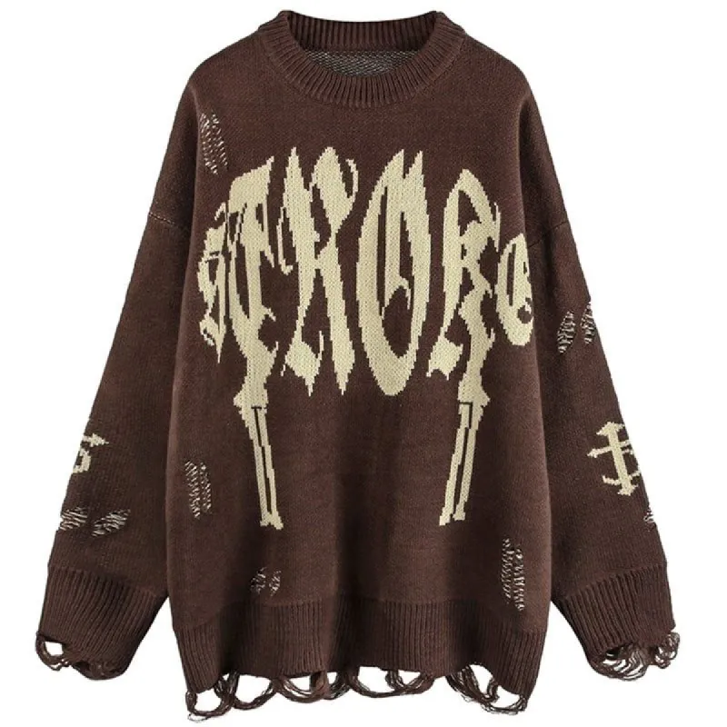 Distressed Knit Sweater Cross sold by Yugen Theory