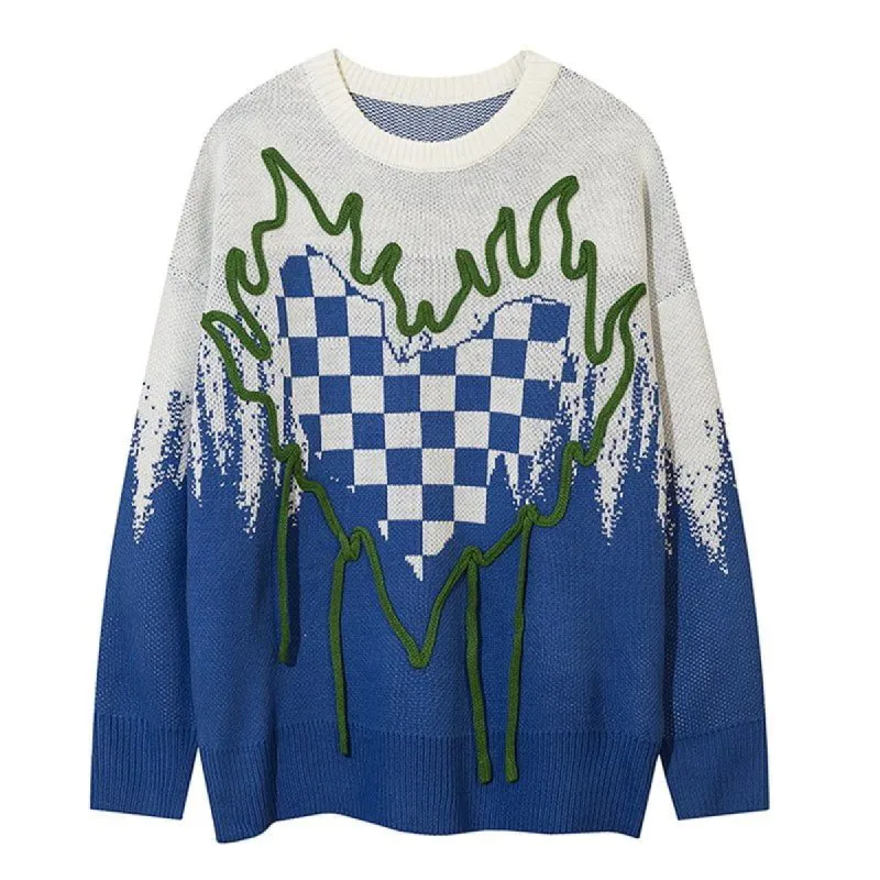 Stylish Sweater Checkerboard Heart sold by Yugen Theory
