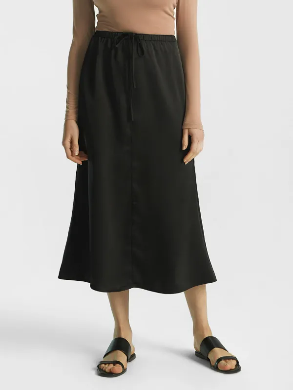 Satin-Laux™ Pull-On Casual Midi Skirt sold by ogl move