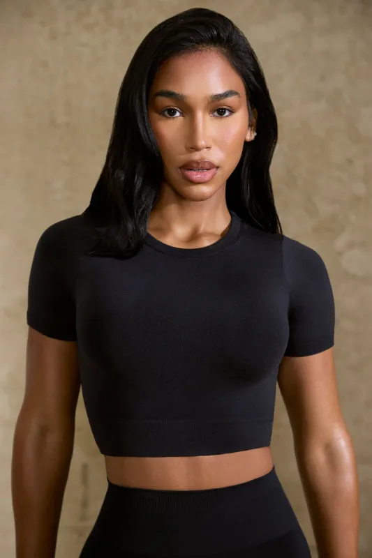 Excel -Define Luxe Baby Tee Crop Top in Black sold by Bo + Tee