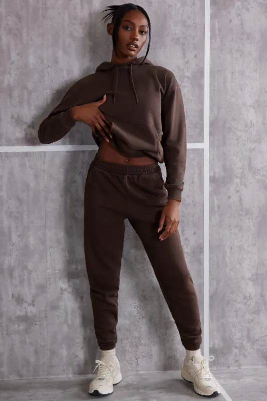 Effortless - Petite High Waist Cuffed Joggers in Brown sold by Bo + Tee