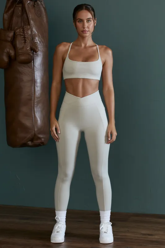 Dedication - Petite High Waist Wrap Over Leggings in Grey sold by Bo + Tee