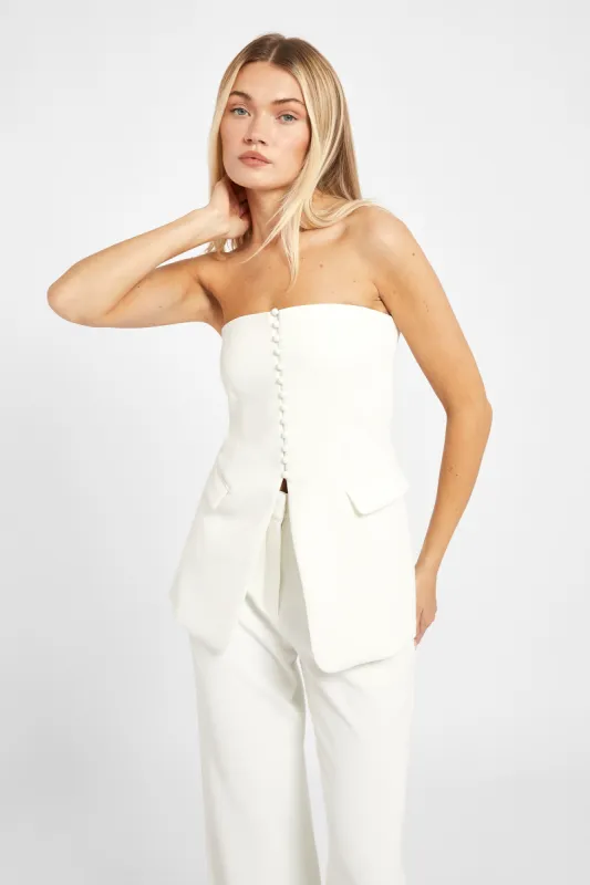 Strapless Peplum Bodice - White sold by Because of Alice