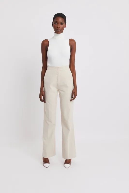 Straight Leg Wool Blend Trousers - Cream sold by Because of Alice