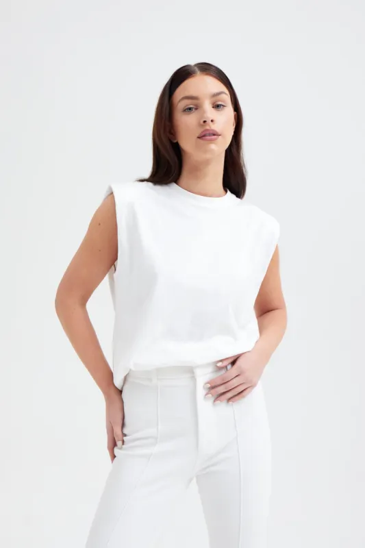 Slouchy Shoulder Pad Tee - White sold by Because of Alice