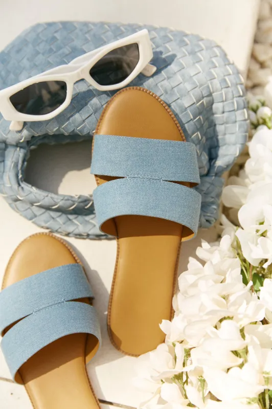 Sunny Season Slip On Sandals - Denim sold by Miss Lola