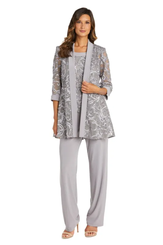 Two-Piece Soutache Jacket and Tank Pantsuit with Necklace - Petite sold by R&M Richards