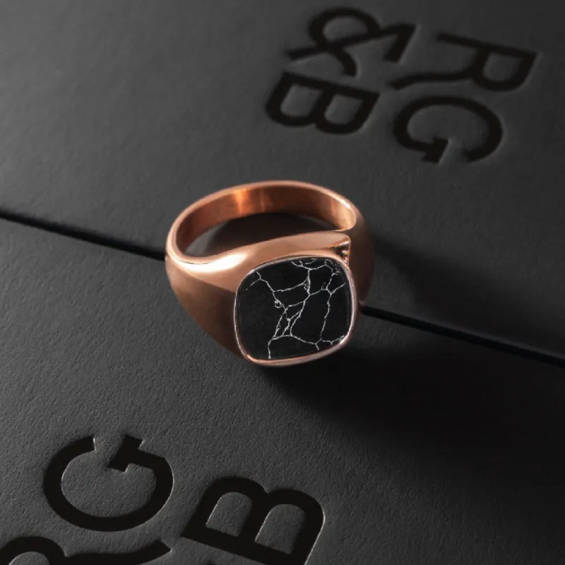 Minimal Signet Ring - RoseGold & Black sold by Rose Gold & Black
