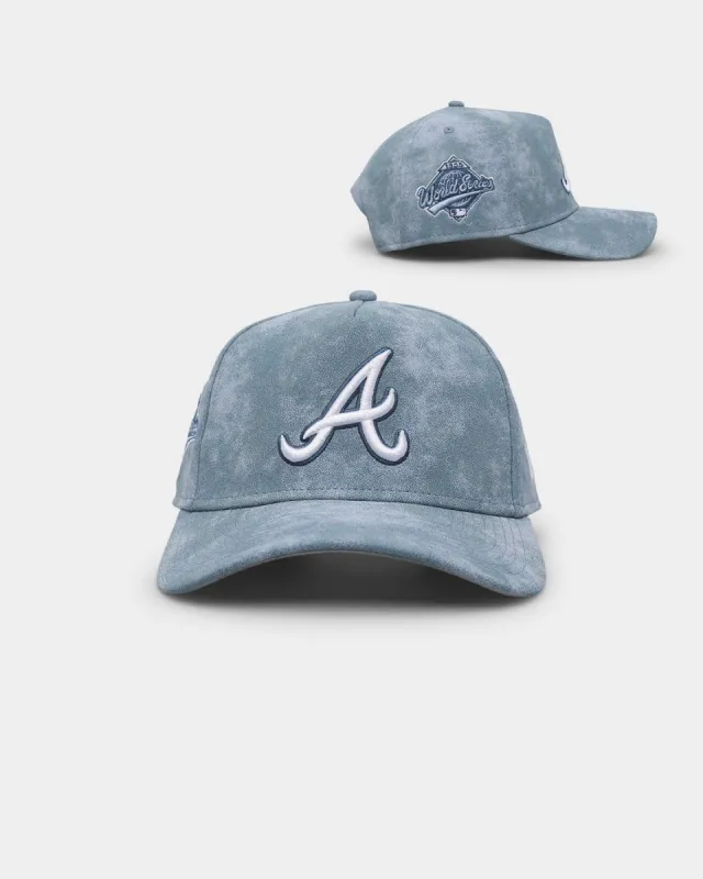 New Era Atlanta Braves 'Sky Blue Washed Suede' 9FORTY A-Frame Snapback Pastel Blue sold by Culture Kings