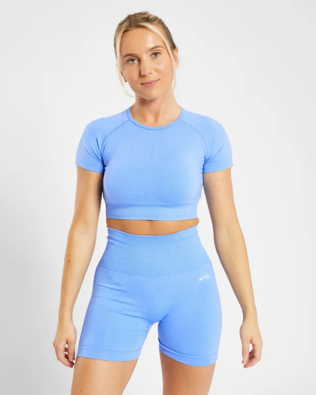 Empower Seamless Crop Top - Spring Blue Marl sold by AYBL
