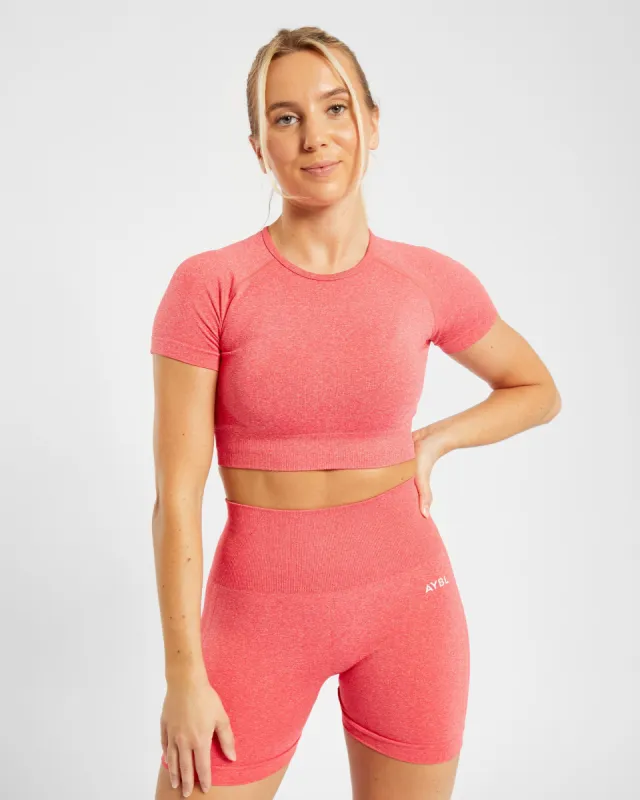 Empower Seamless Crop Top - Coral Red Marl sold by AYBL