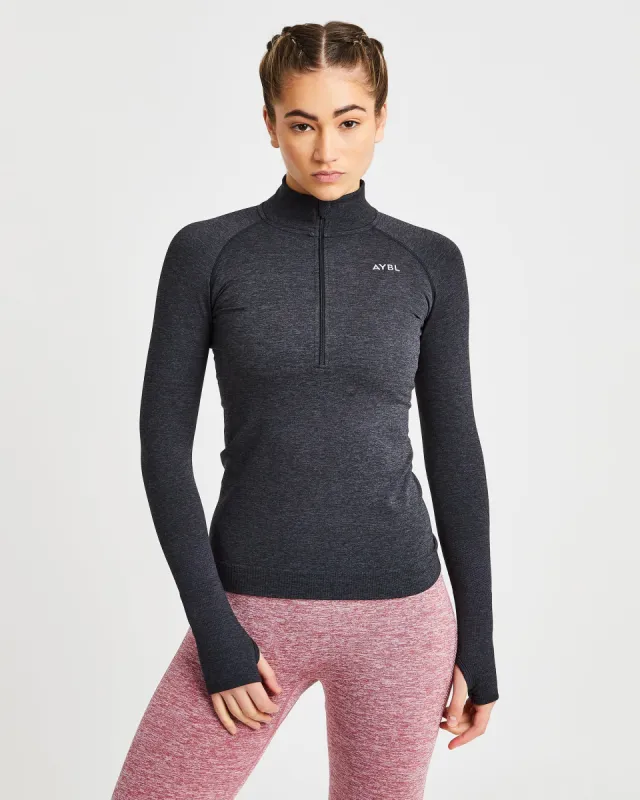 Motion Seamless 1/2 Zip Pullover - Black Marl sold by AYBL