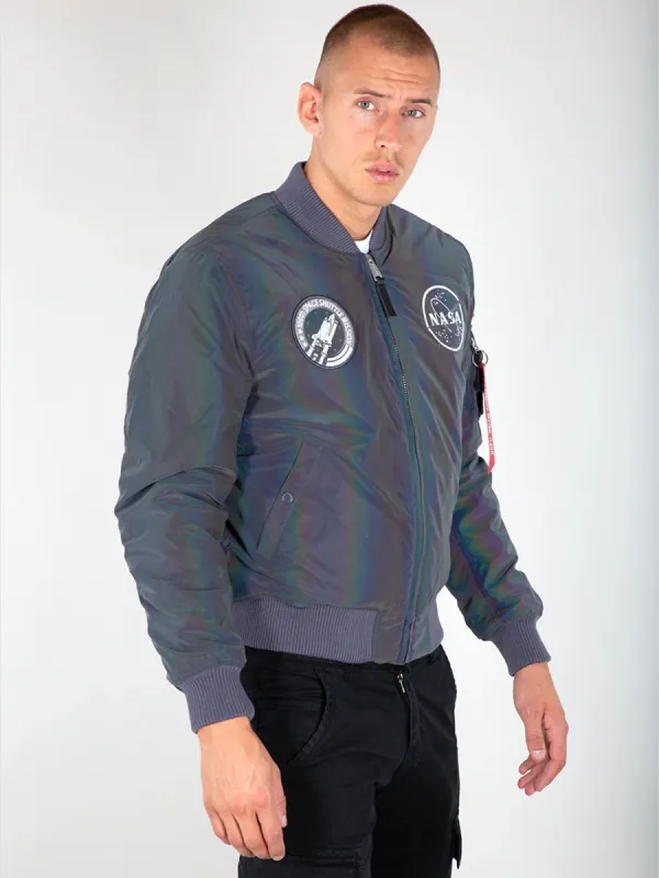 Alpha Industries MA-1 NASA Rainbow Reflective Bomber Jacket sold by Luke 1977
