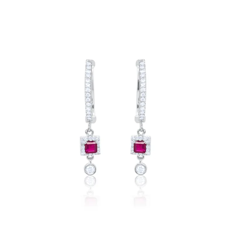Ruby and Diamond White Gold Earrings sold by Meira T