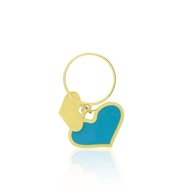 Yellow Gold Baby Blue Heart Charm sold by Meira T