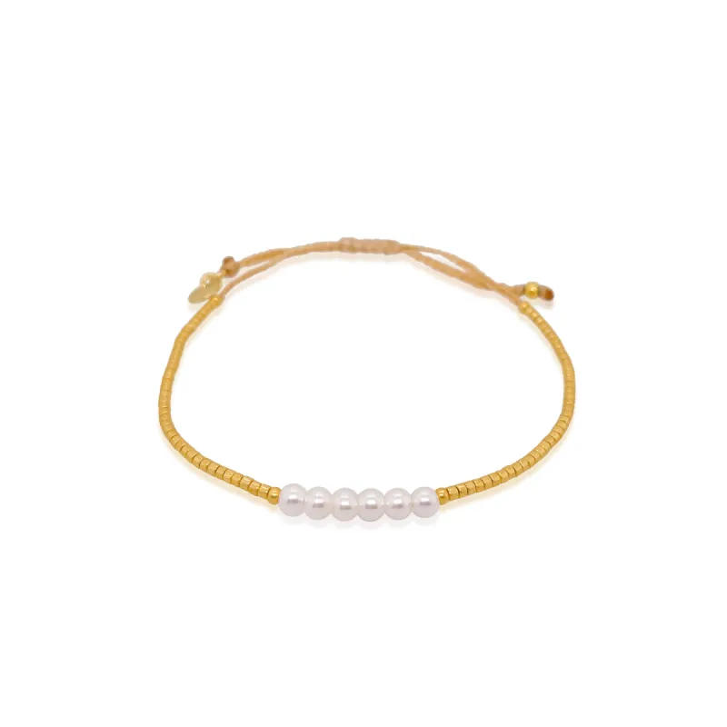 Gold Colored Microbead and Pearl Bracelet sold by Meira T