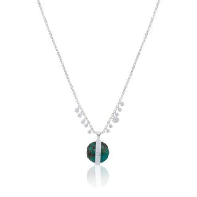 Diamond and Turquoise Ball Necklace sold by Meira T