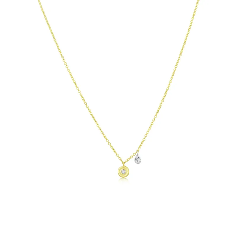 Dainty Yellow Gold Diamond Disk Necklace sold by Meira T