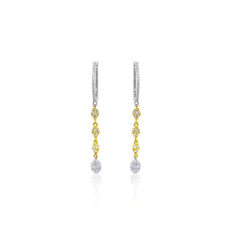 Two Tone Drop Diamond Earrings sold by Meira T