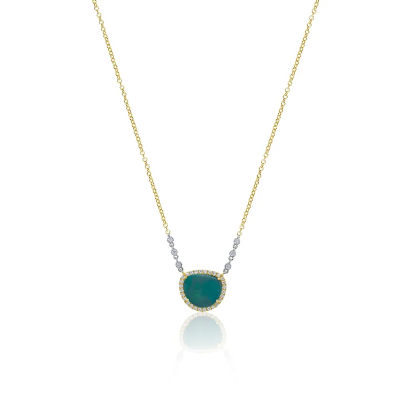Yellow Gold Opal and Bezel Necklace sold by Meira T