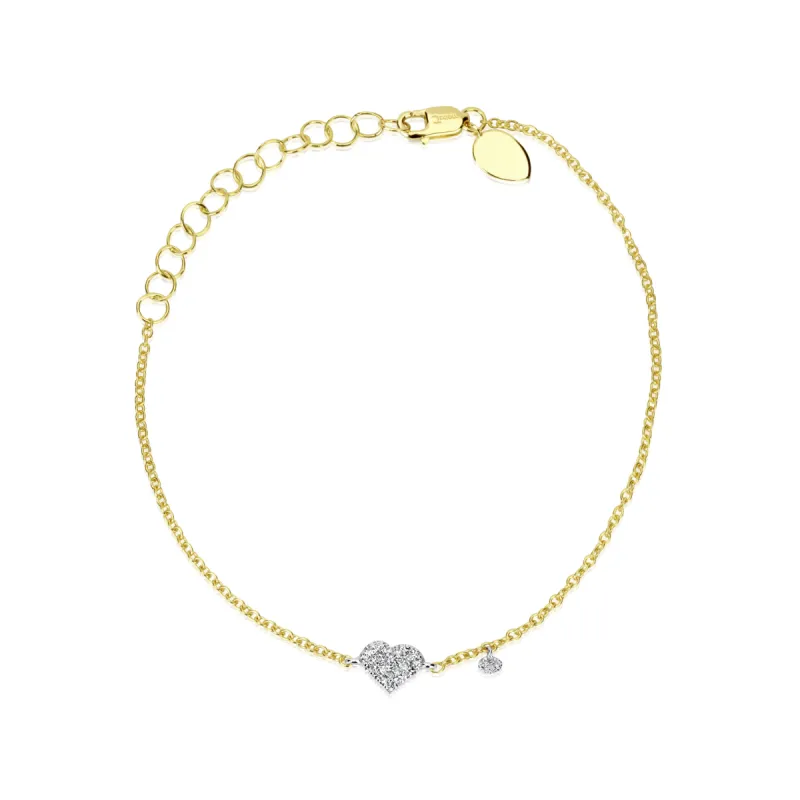 Yellow Gold Diamond Heart Bracelet sold by Meira T