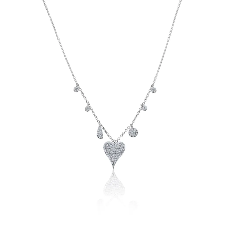 White Gold Diamond Heart and Diamond Charms Necklace sold by Meira T