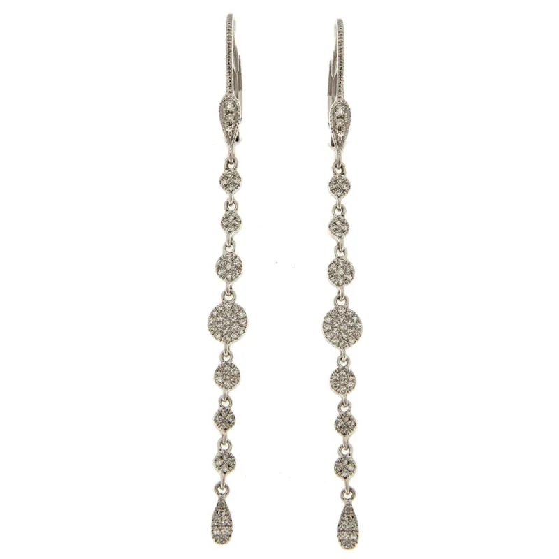 Dangle Diamond Pave Disk Earrings 14kt White Gold sold by Meira T