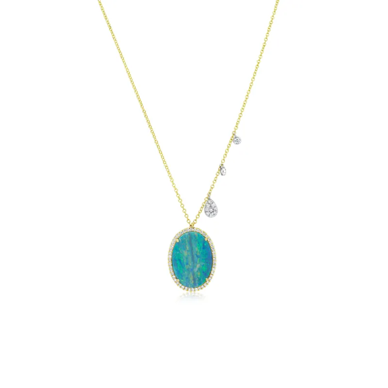 Yellow Gold Opal and Diamond Necklace sold by Meira T