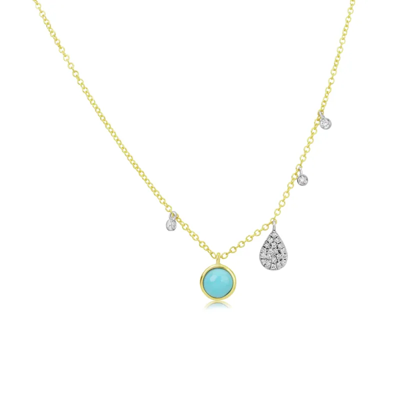 Dainty Turquoise and Diamond Necklace sold by Meira T
