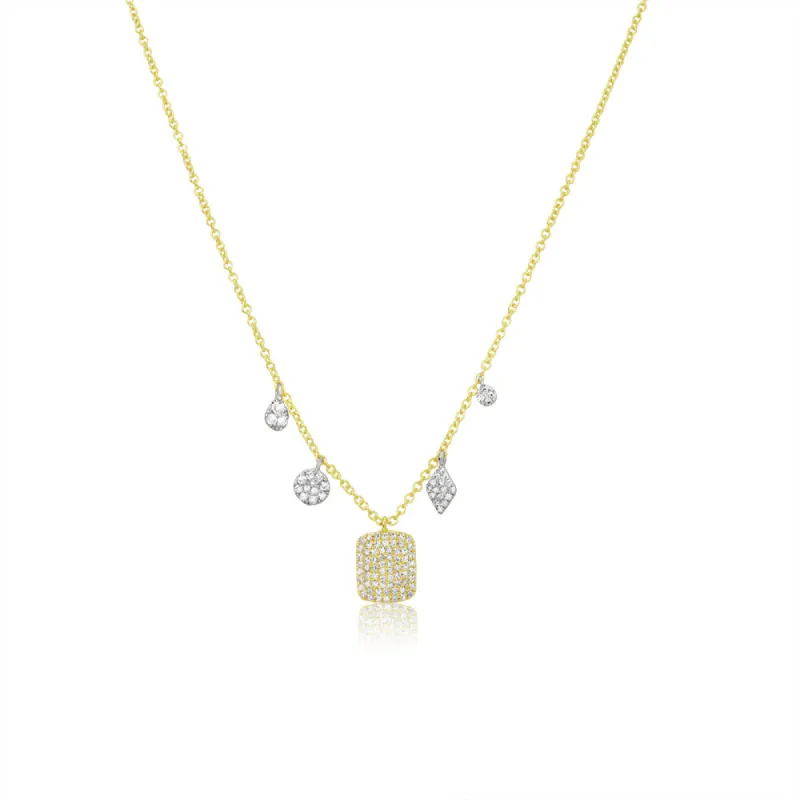 Diamond Square Necklace with Diamond Charms sold by Meira T