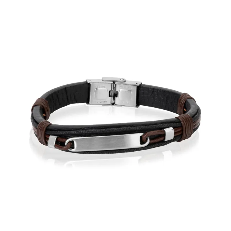 Stainless Steel Leather Bracelet sold by Meira T